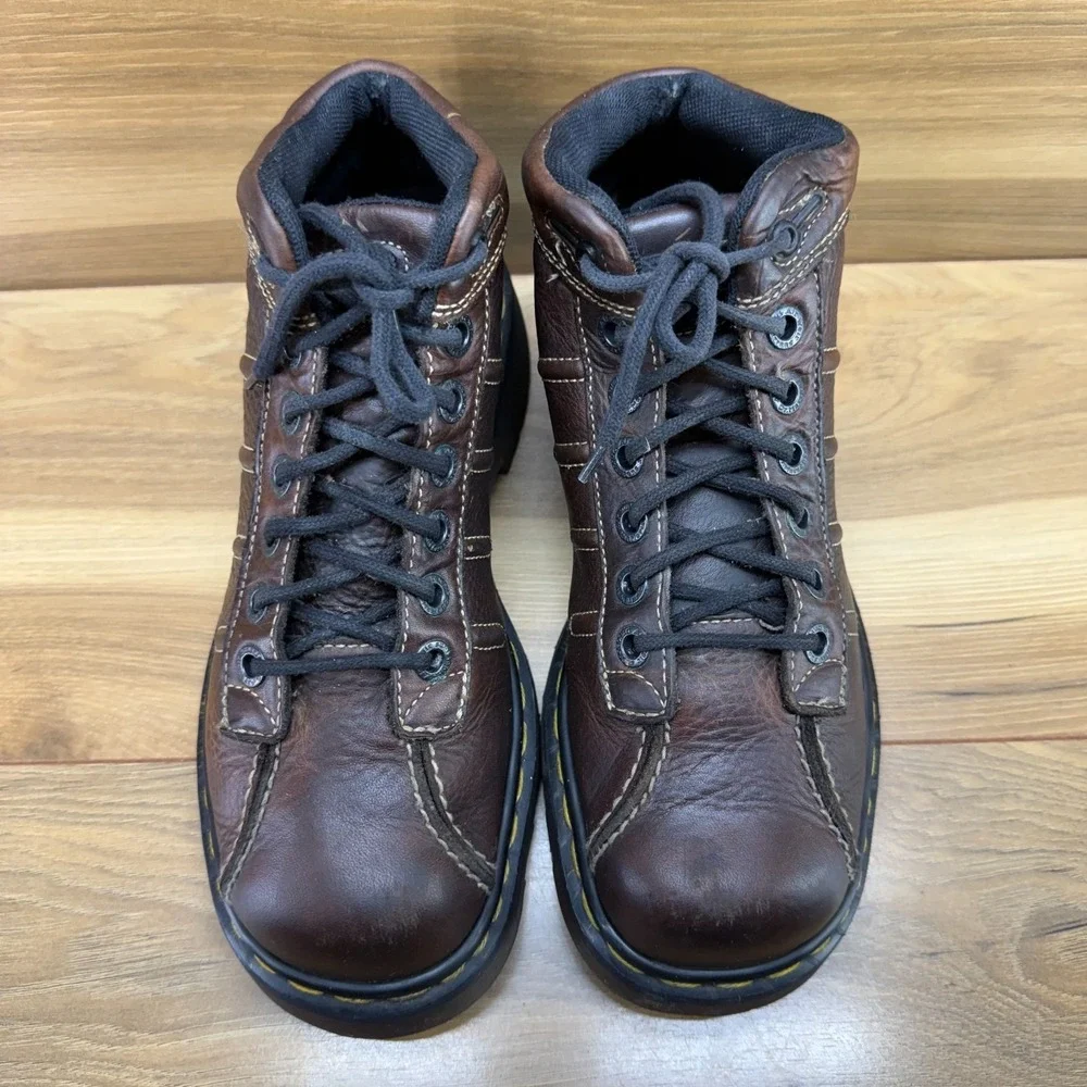 Dr Martens Vintage 90's Y2K Chunky Boots Mens US 8 UK 7 Brown Square Toe 9763